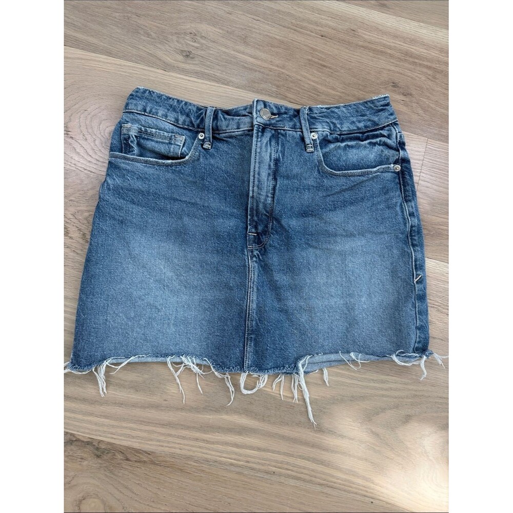 Good American Good Waist Raw Hem Denim Mini Skirt Size 8 / 29